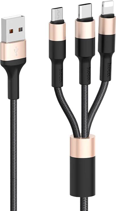 Кабель USB - microUSB/USB Type-C/Lightning, HocoX26 Xpress one 80275, 1м
