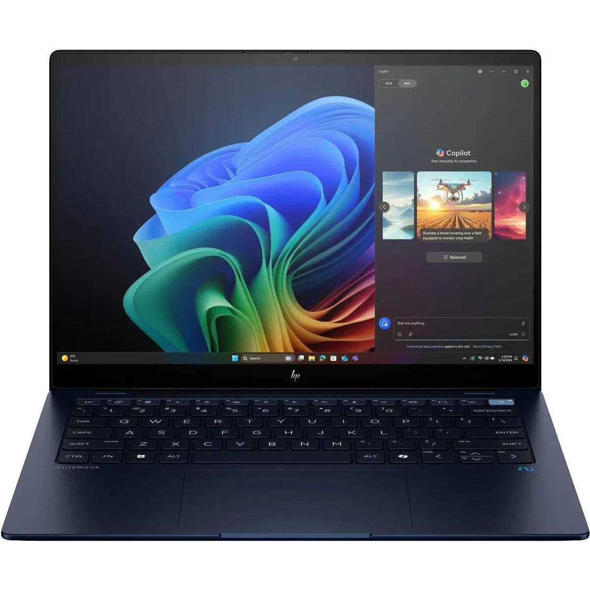 Ноутбук HP EliteBook Ultra G1q8 (9M4E6AT), 14" IPS, Snapdragon X Plus X1P-42-100/ 16Gb/ 512SSD/ W11/ Blue