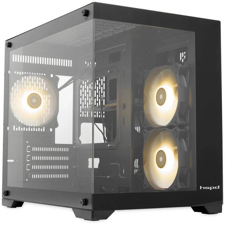 Корпус HSPD F330 F330-TGBK-ARGB Black, без БП, mATX