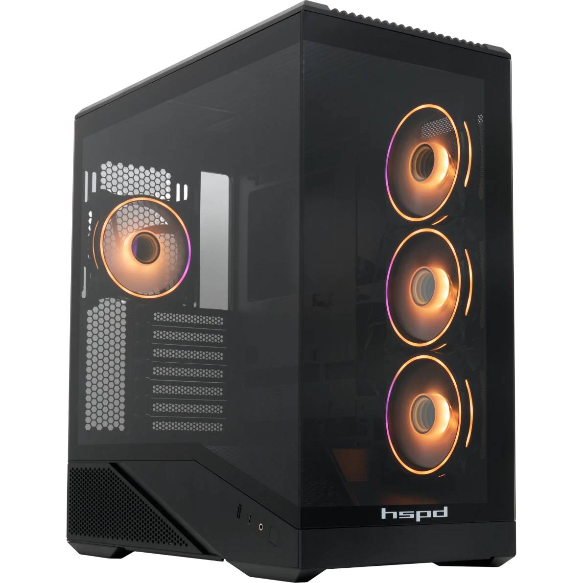 Корпус HSPD F711 F711-TGBK-ARGB Black, без БП, ATX