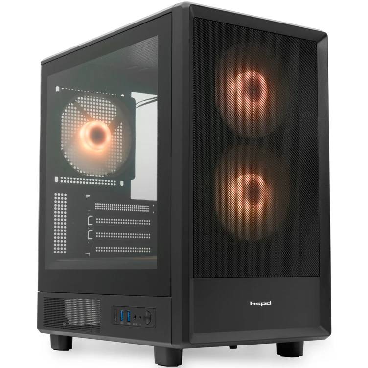 Корпус HSPD M310-TGBK-ARGB Black, без БП, mATX