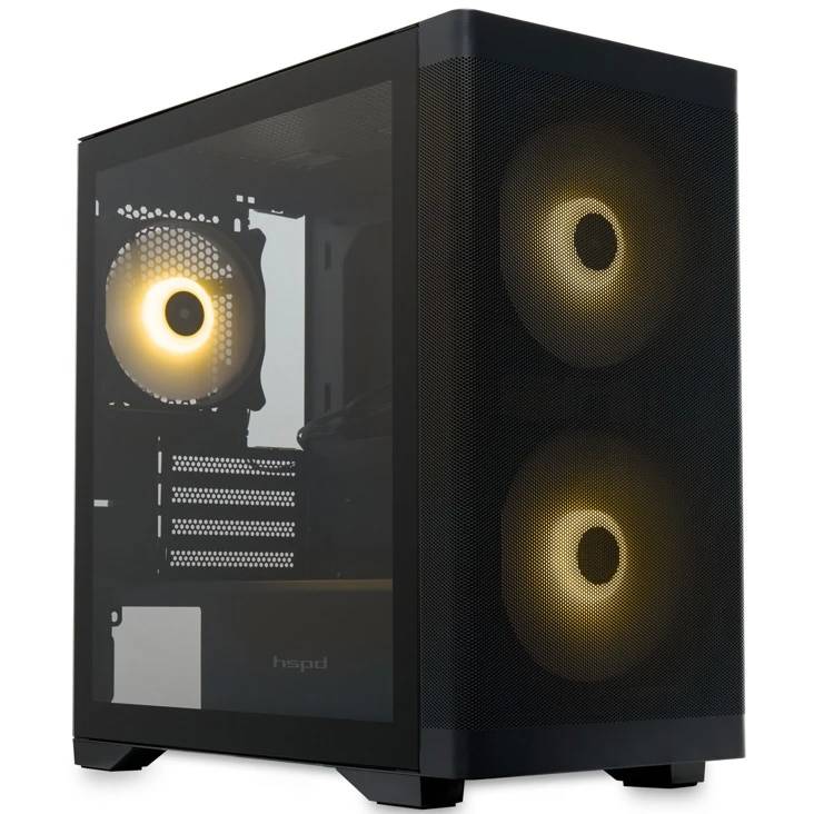 Корпус HSPD M320-TGBK-ARGB Black, без БП, mATX