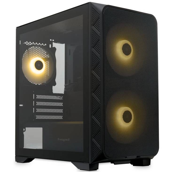 Корпус HSPD M321-TGBK-ARGB Black, без БП, mATX