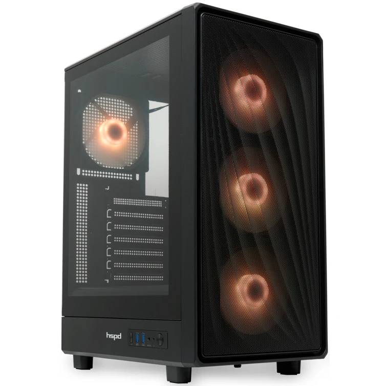 Корпус HSPD M510-TGBK-ARGB Black, без БП, ATX