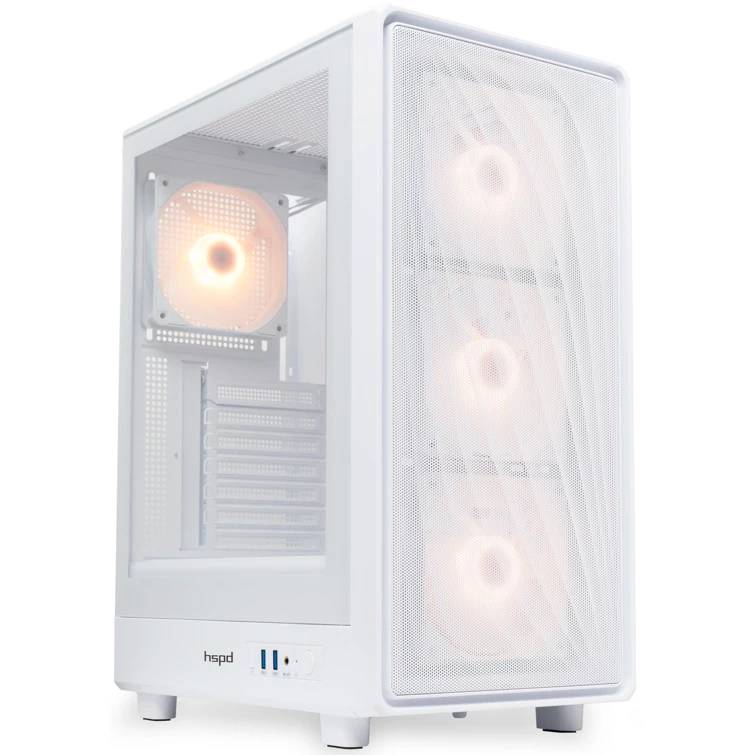Корпус HSPD M510 M510-TGWH-ARGB White, без БП, ATX