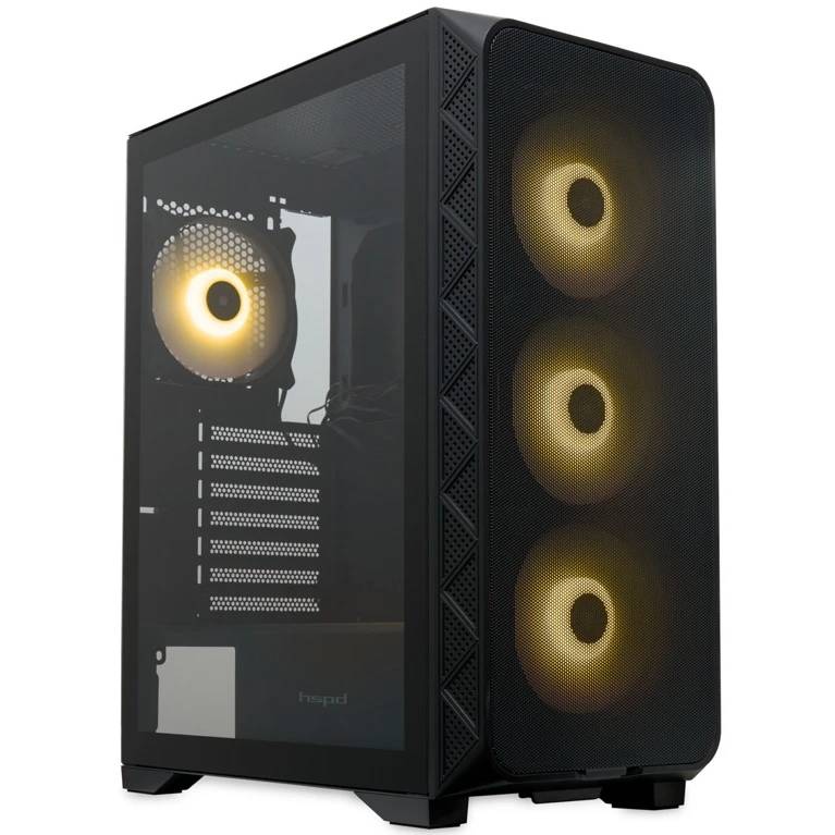 Корпус HSPD M521-TGBK-ARGB Black, без БП, ATX