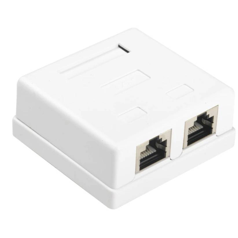 Розетка сетевая внешняя двойная  Hyperline SB1-2-8P8C-C6-SH-WH, RJ-45, кат. 6