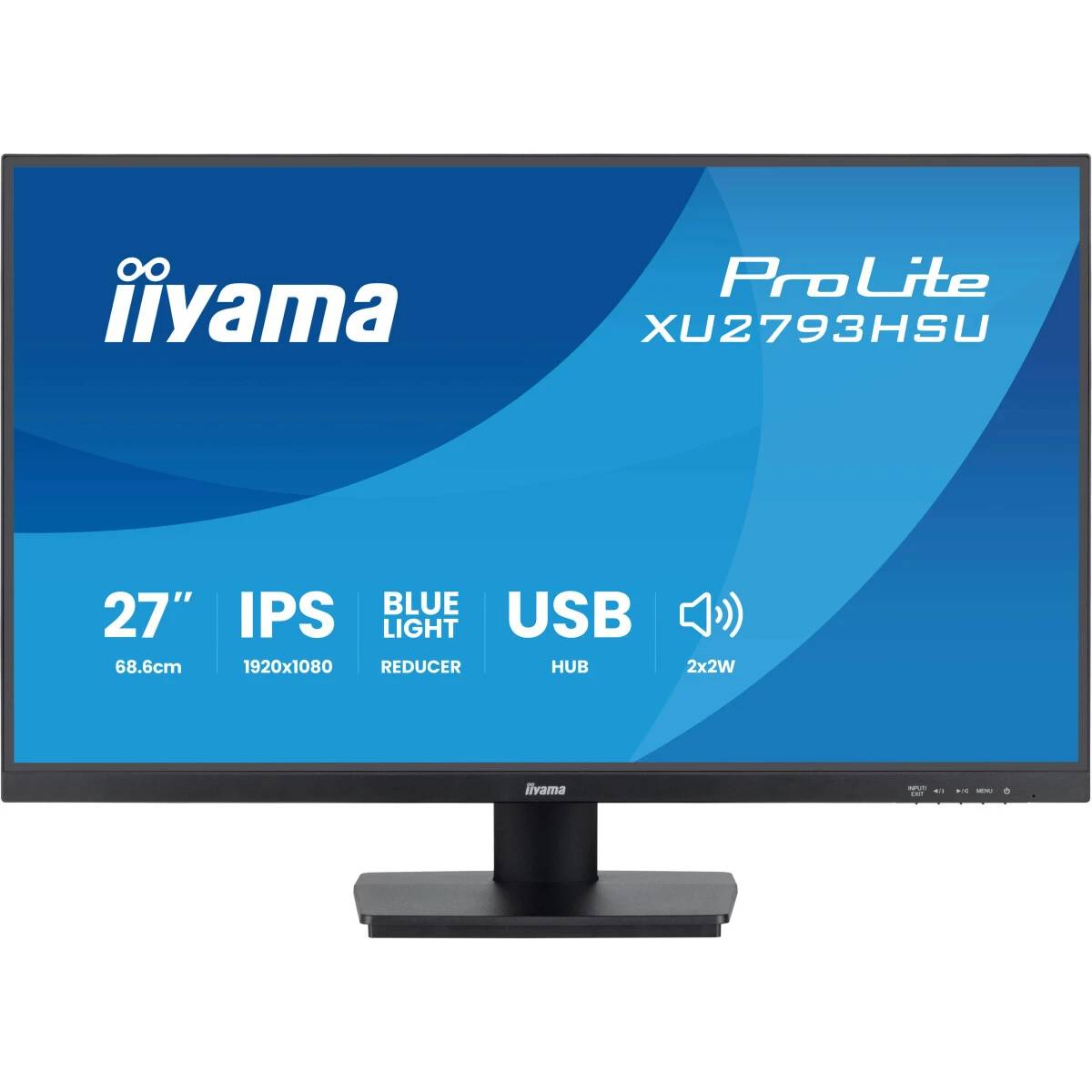 Монитор 27" Iiyama ProLite XU2793HSU-B7, 1920x1080, IPS, 100Hz, Speakers (HDMI, DP)