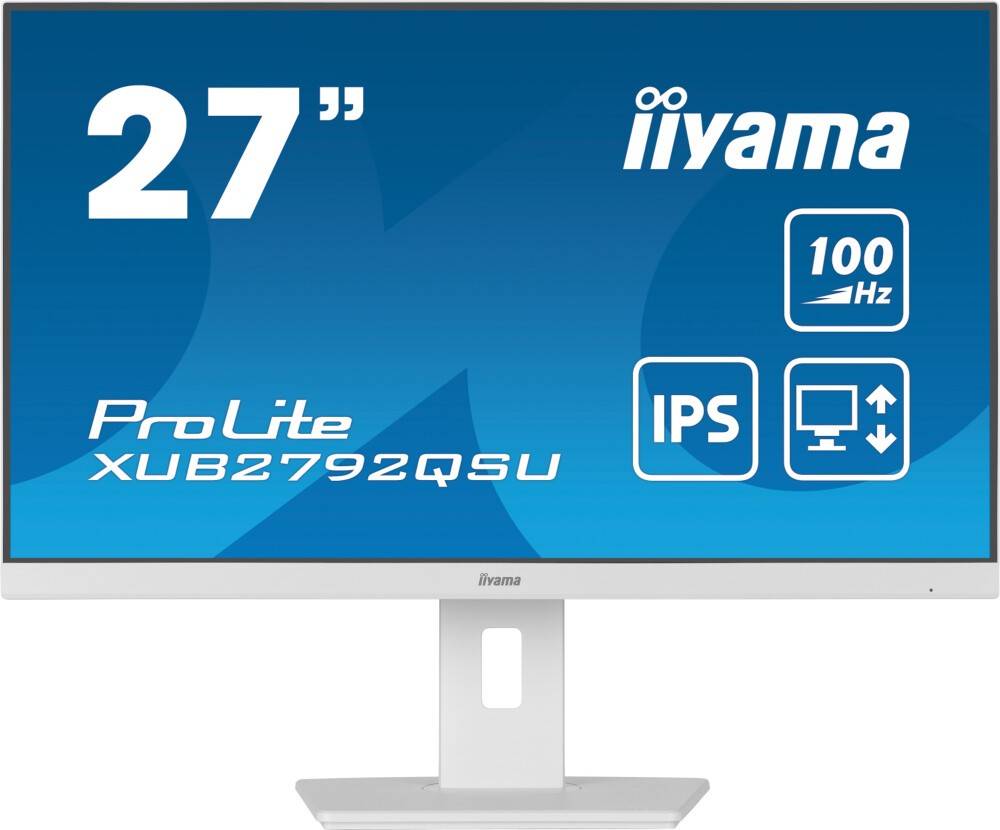 Монитор 27" Iiyama ProLite XUB2792QSU-W6, 2560x1440, IPS, 100Hz, Speakers (HDMI, DP)