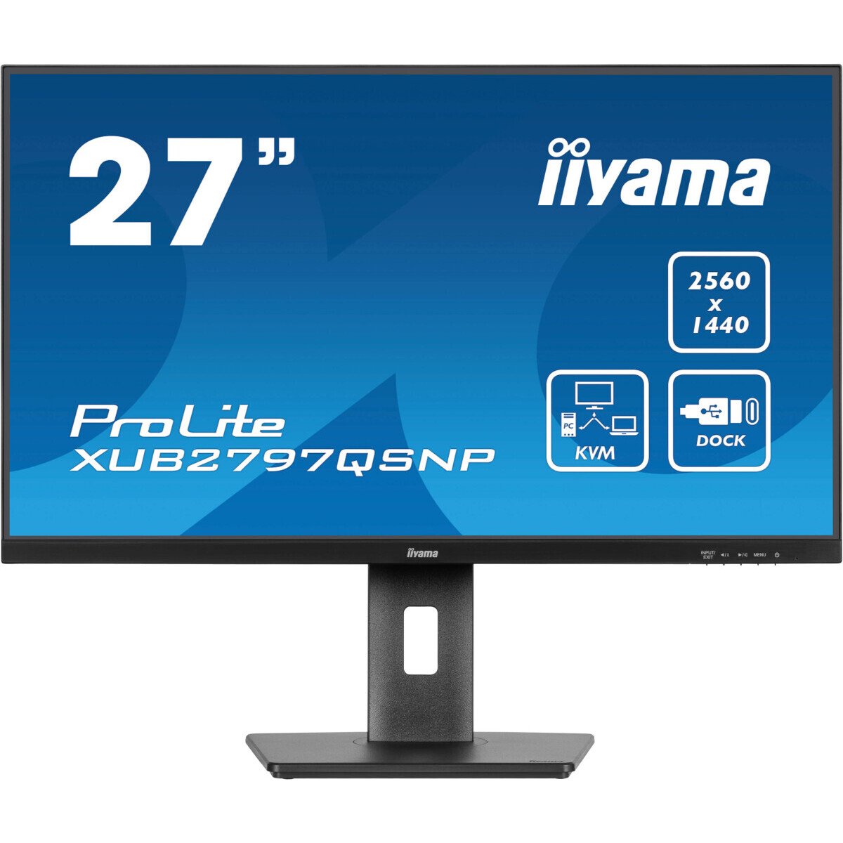 Монитор 27" Iiyama ProLite XUB2797QSNP-B1, 2560x1440, IPS, 100Hz, Speakers (HDMI, DP, USB Type-C)