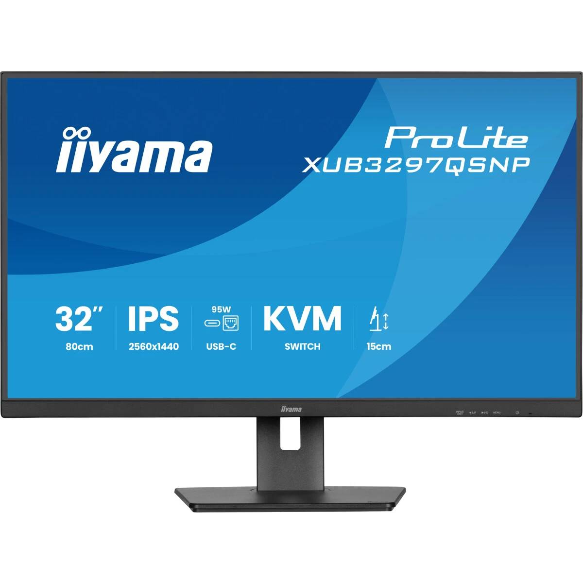 Монитор 31.5" Iiyama ProLite XUB3297QSNP-B1, 2560x1440, IPS, 100Hz, Speakers (HDMI, DP, USB Type-C)