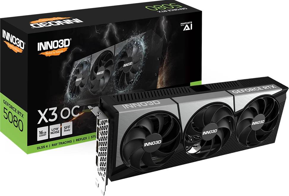 Видеокарта GeForce RTX 5080, 16Gb GDDR7 256bit, Inno3D X3 OC N50803-16D7X-17603930, RTL