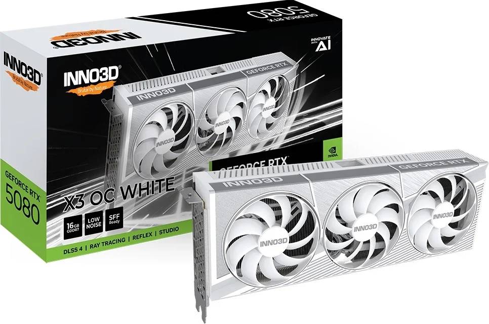 Видеокарта GeForce RTX 5080, 16Gb GDDR7 256bit, Inno3D X3 OC WHITE N50803-16D7X-17605211, RTL