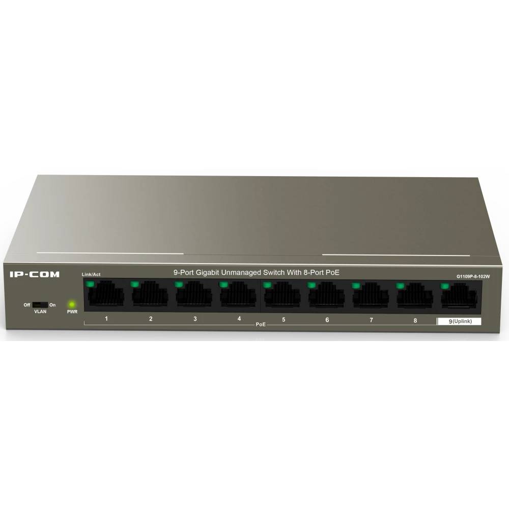 Коммутатор IP-Com G1109P-8-102W, 8xLAN 1Gbps, PoE