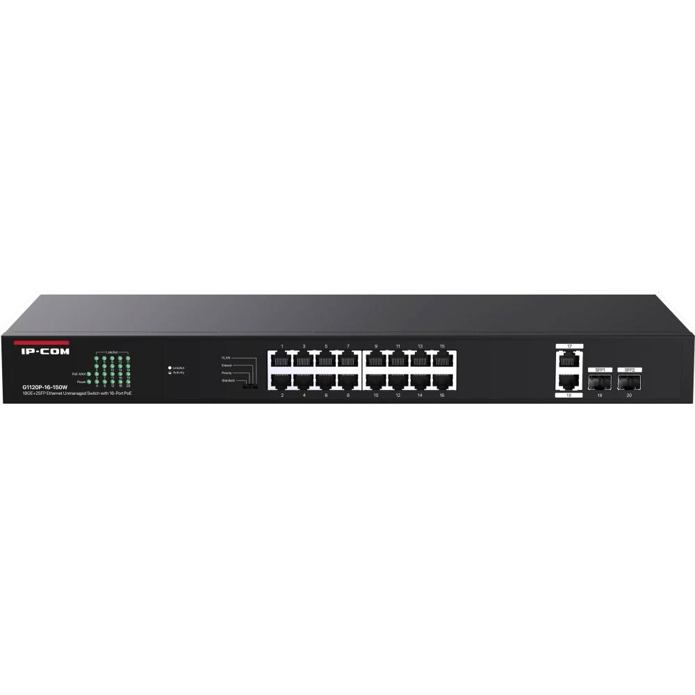 Коммутатор IP-Com G1120P-16-150W, 16xLAN 1Gbps, 2xSFP, PoE