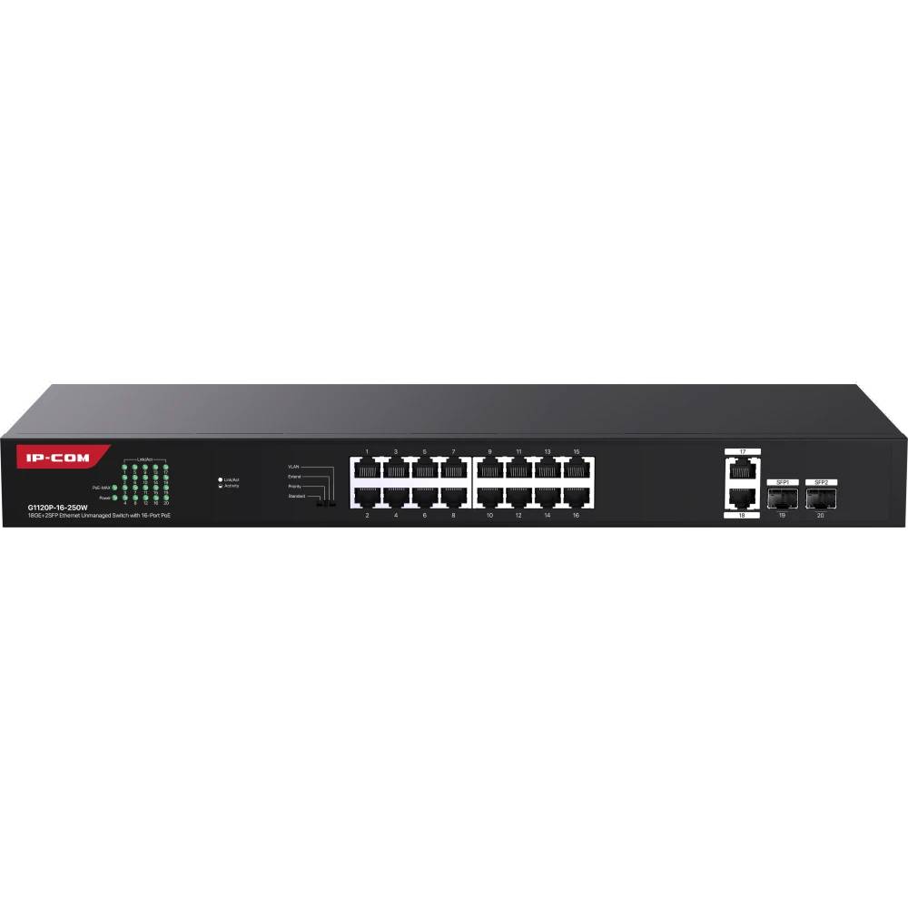 Коммутатор IP-Com G1120P-16-250W, 16xLAN 1Gbps, 2xSFP, PoE