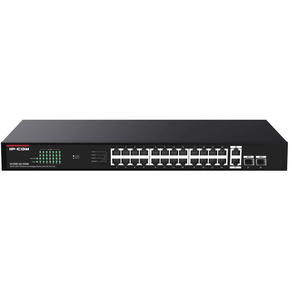 Коммутатор IP-COM TEG1128P-24-250W, 24xLAN 1Gbps, 2xSFP, PoE