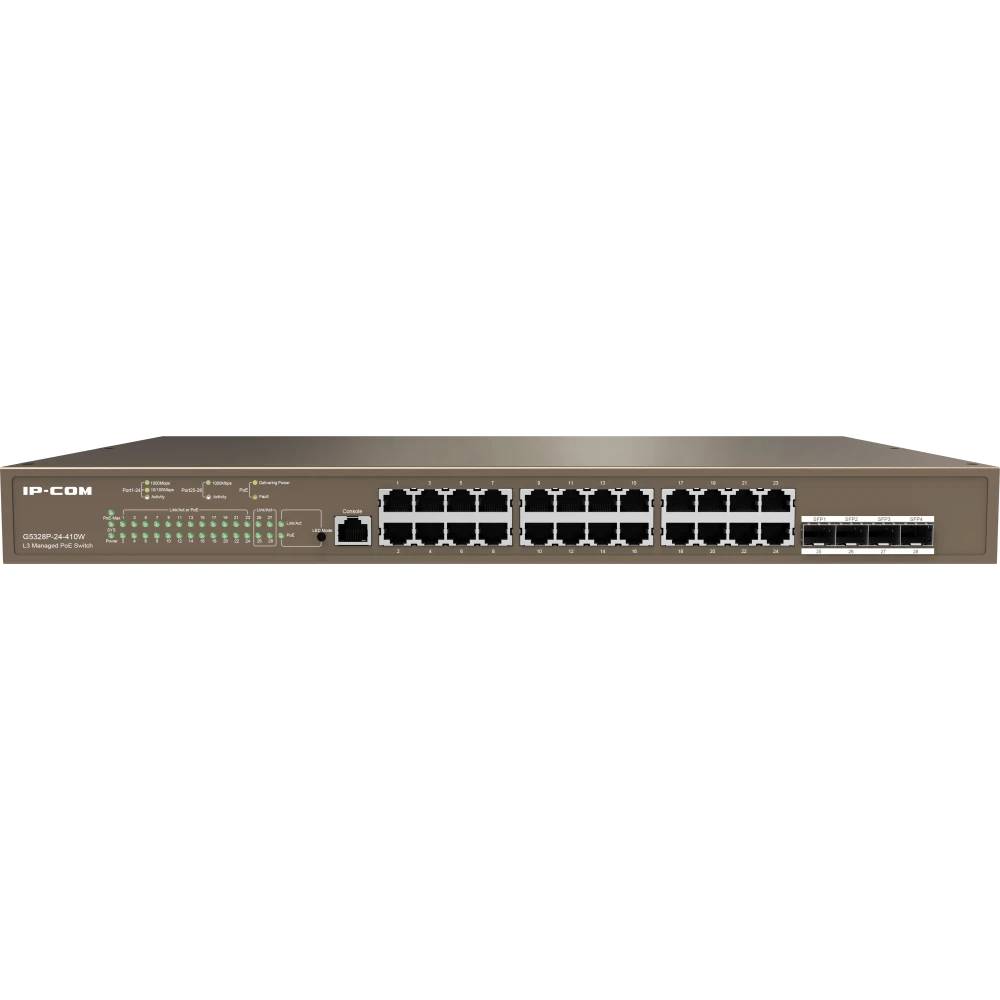 Коммутатор IP-COM G5328P-24-410W, 24xLAN 1Gbps, 2xSFP, PoE+