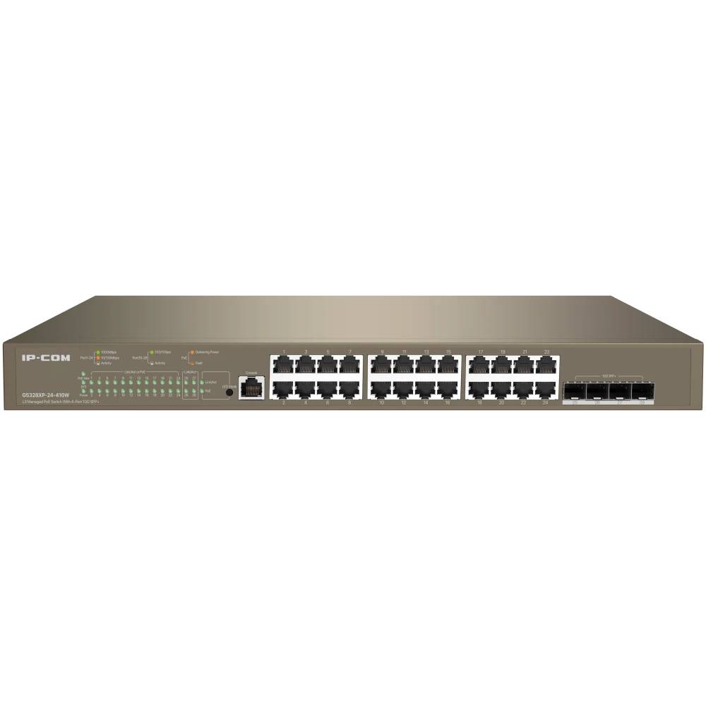 Коммутатор IP-COM G5328XP-24-410W, 24xLAN 1Gbps, 4xSFP+, PoE