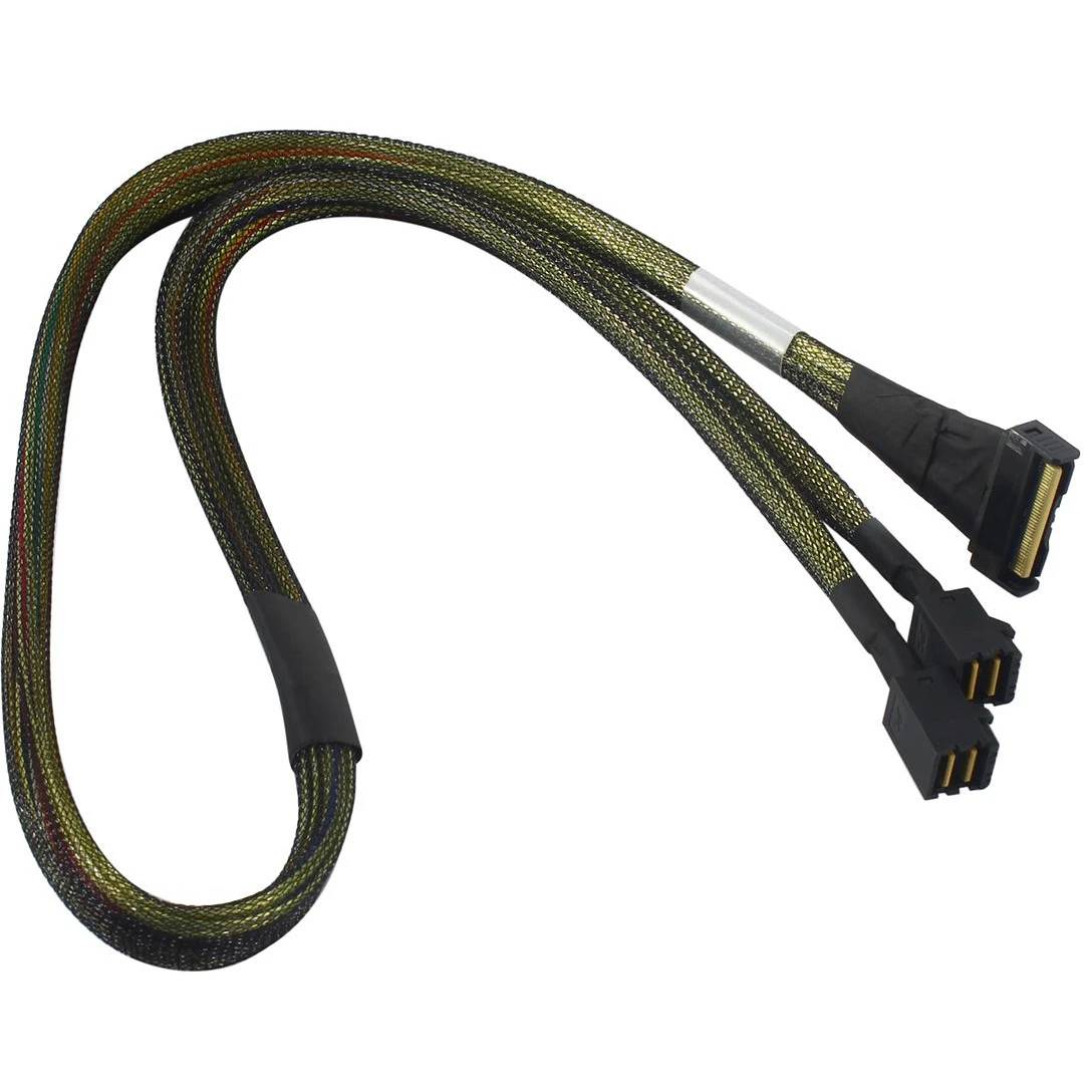 Кабель JPC P7356DN10800-1, MCIO x8 (SFF-TA-1016) - 2xmini SAS HD (SFF-8643), 0.8м