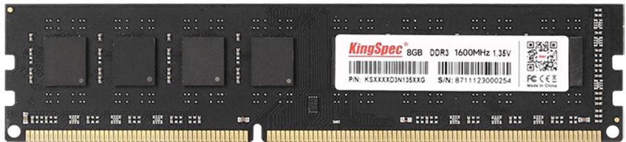 Оперативная память 8Gb KingSpec KS1600D3P13508G, DDR III, PC-12800, 1600MHz, 1.35V