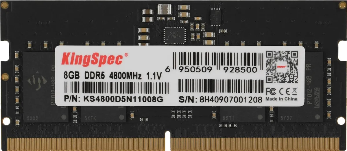 Оперативная память для ноутбука 8Gb Kingspec KS4800D5N11008G, SODIMM DDR V, PC-38400, 4800MHz