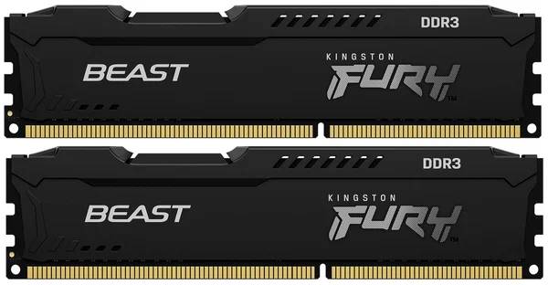 Оперативная память 16Gb Kingston FURY Beast Black KF318C10BBK2/16, DDR III, PC-14900, 1866MHz, kit 2x8Gb