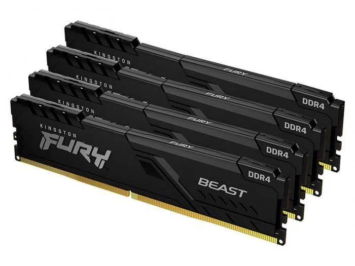 Оперативная память 64Gb Kingston FURY Beast Black KF432C16BB1K4/64, DDR IV, PC-25600, 3200MHz, kit 4x16Gb