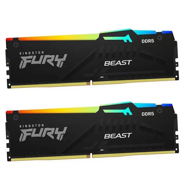 Оперативная память 16Gb Kingston FURY Beast RGB KF552C40BBAK2-16, DDR V, PC-41600, 5200MHz, kit 2x8Gb