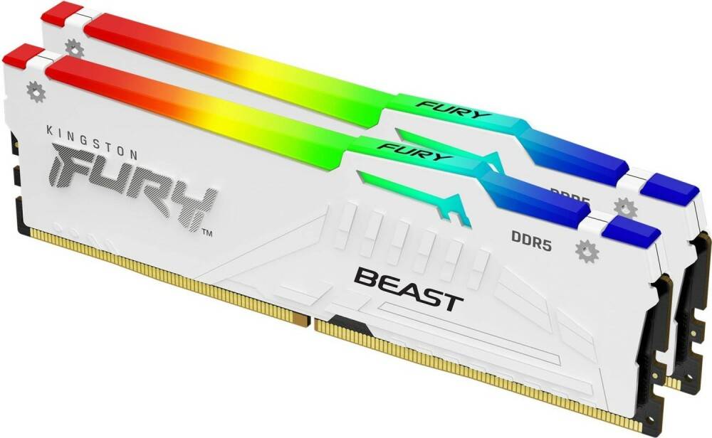 Оперативная память 32Gb Kingston FURY Beast White RGB KF552C40BWAK2-32, DDR V, PC-41600, 5200MHz, kit 2x16Gb