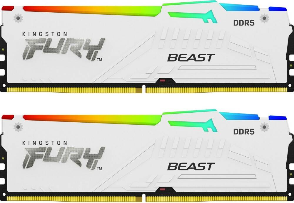 Оперативная память 64Gb Kingston FURY Beast White RGB KF552C40BWAK2-64, DDR V, PC-41600, 5200MHz, kit 2x32Gb