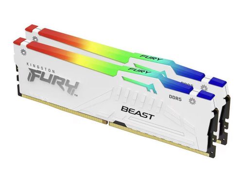 Оперативная память 64Gb Kingston FURY Beast White RGB KF560C30BWEAK2-64, DDR V, PC-48000, 6000MHz, kit 2x32Gb