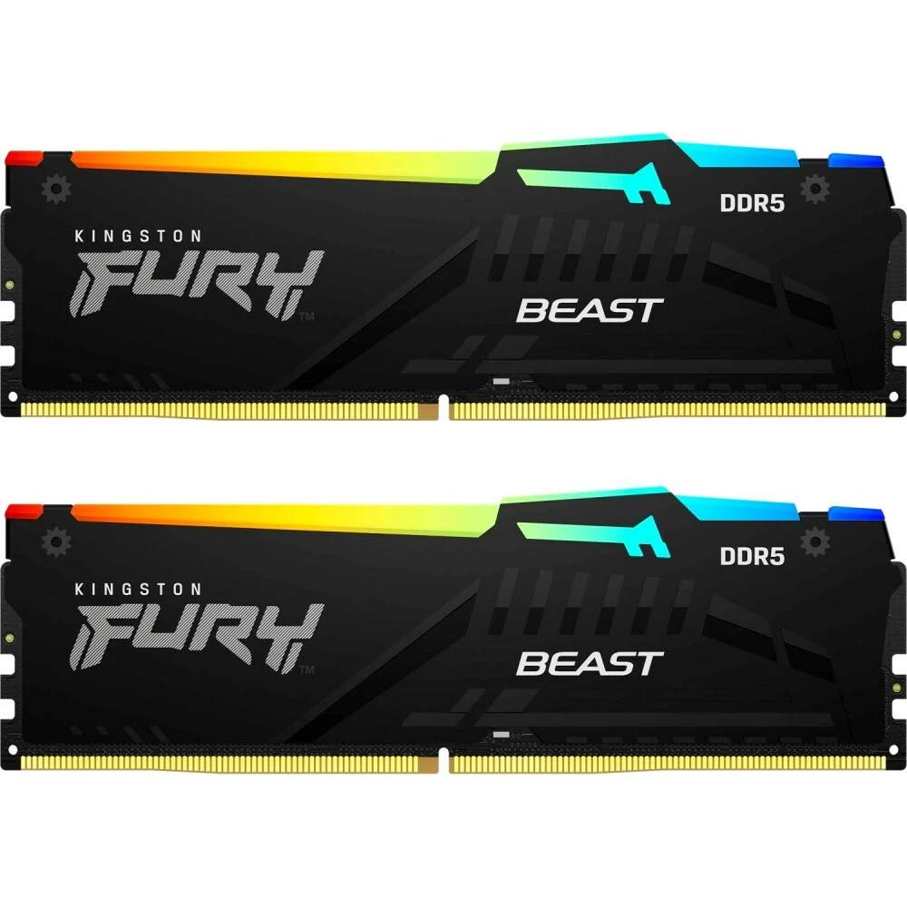 Оперативная память 16Gb Kingston FURY Beast RGB KF560C40BBAK2-16, DDR V, PC-48000, 6000MHz, kit 2x8Gb