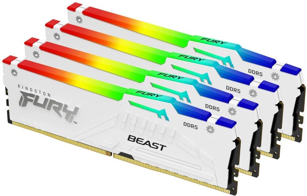 Оперативная память 64Gb Kingston FURY Beast White RGB KF560C40BWAK4-64, DDR V, PC-48000, 6000MHz, kit 4x16Gb