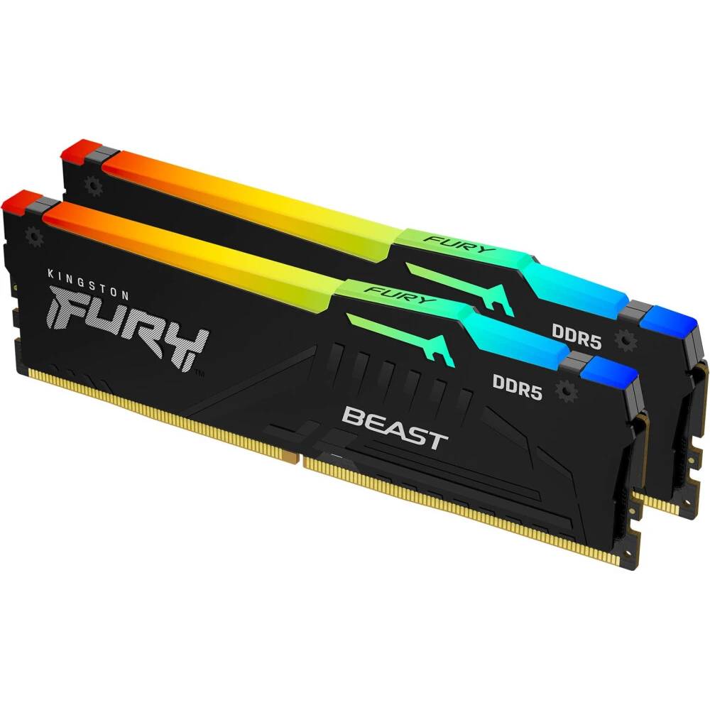 Оперативная память 32Gb Kingston FURY Beast RGB Black KF564C32BBEAK2-32, DDR V, PC-51200, 6400MHz, kit 2x16Gb