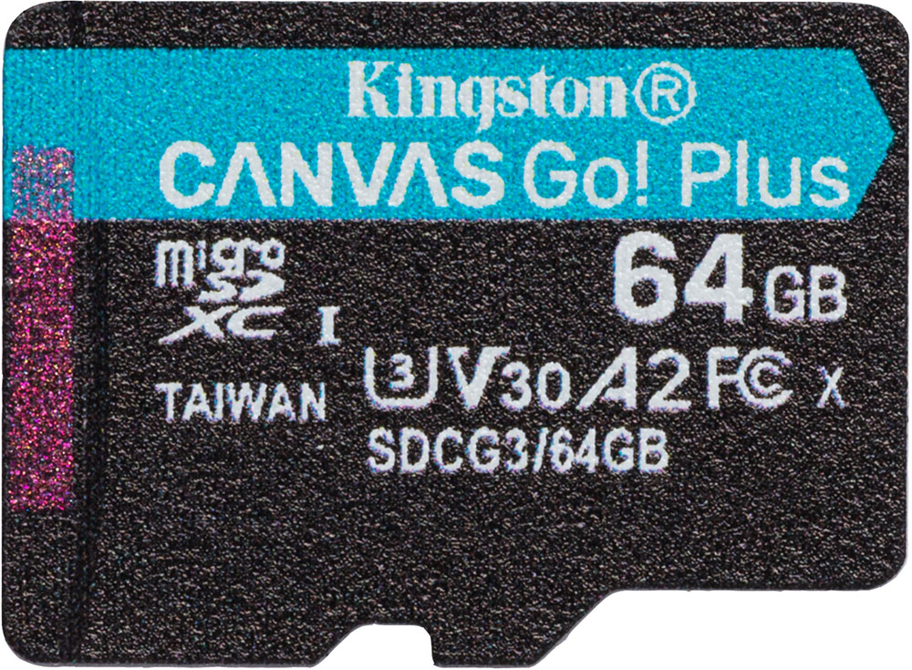 Карта памяти 64Gb Kingston Canvas Go! Plus SDCG3/64GBSP, SD Micro, SDXC Class 10, UHS-I U3