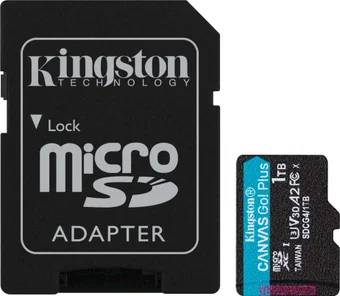 Карта памяти 1Tb Kingston Canvas Go! Plus SDCG4/1TB, SD Micro, SDXC Class 10, UHS-I U3, адаптер