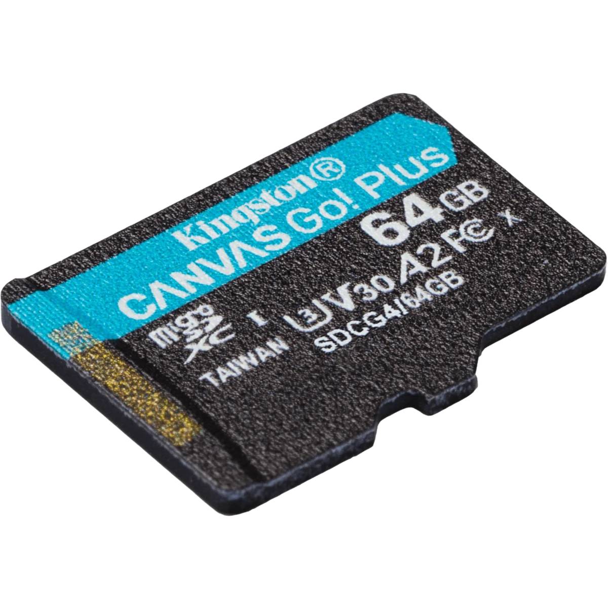 Карта памяти 64Gb Kingston Canvas Go! Plus SDCG4/64GBSP, SD Micro, SDXC Class 10, UHS-I U3