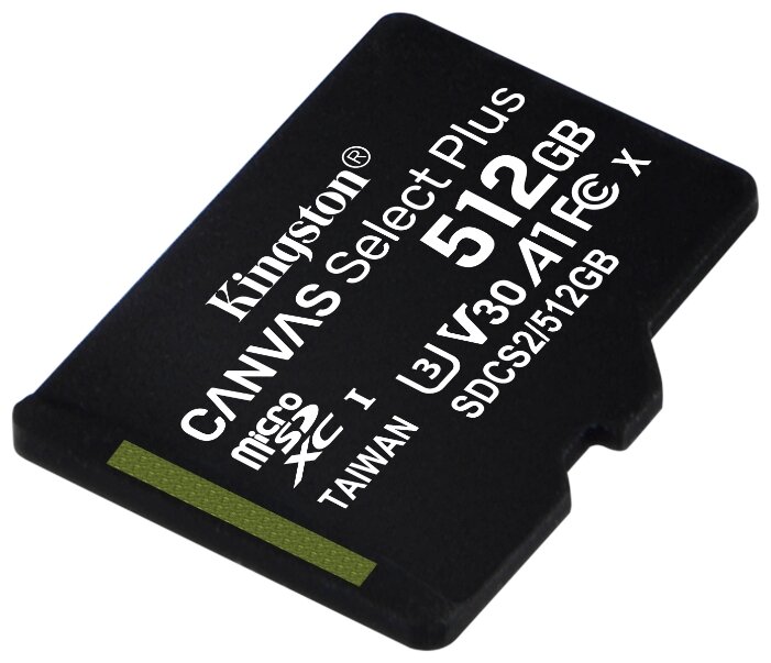 Карта памяти 512Gb Kingston Canvas Select Plus SDCS2/512GBSP, SD Micro, SDXC Class 10, UHS-I U3