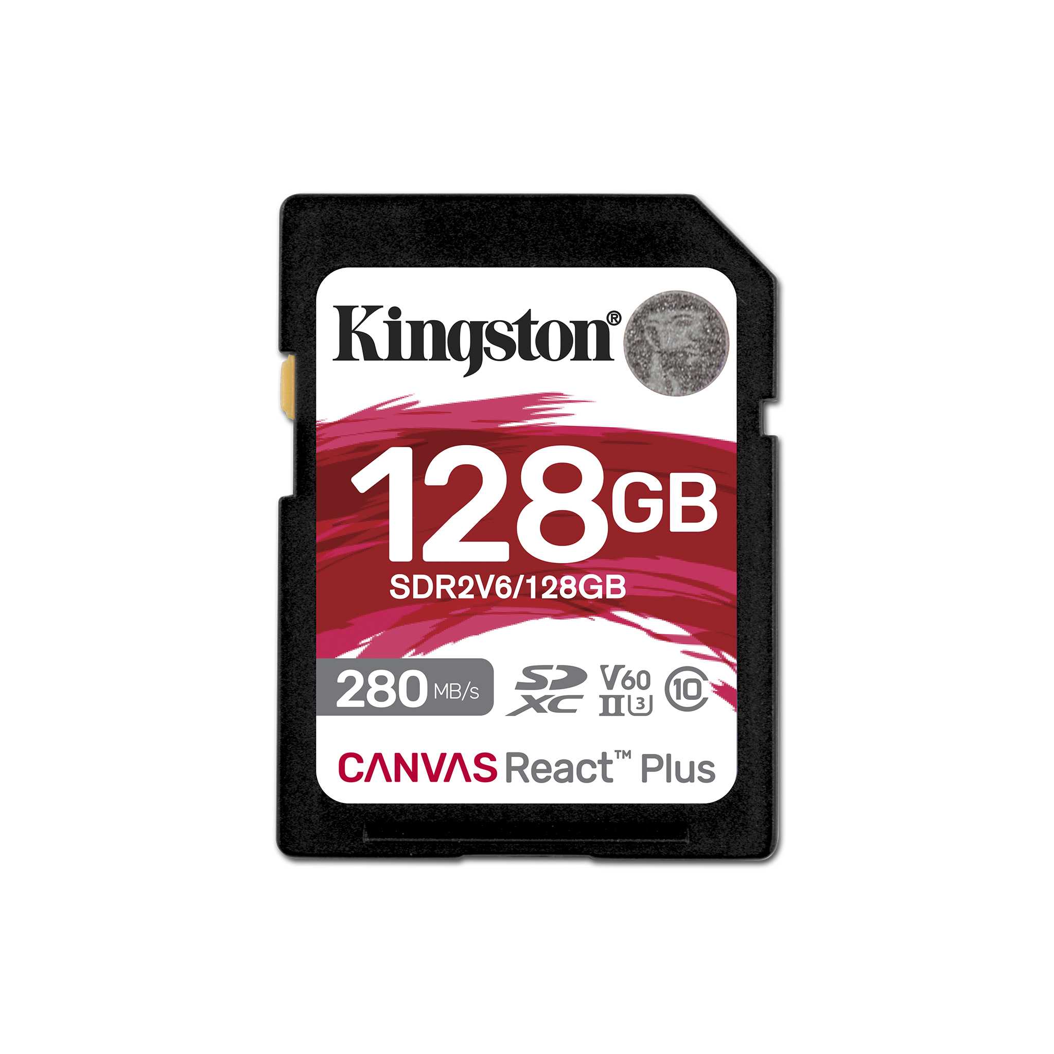 Карта памяти 128Gb Kingston Canvas React Plus SDR2V6/128GB, SD, SDXC Class 10, UHS-II U3
