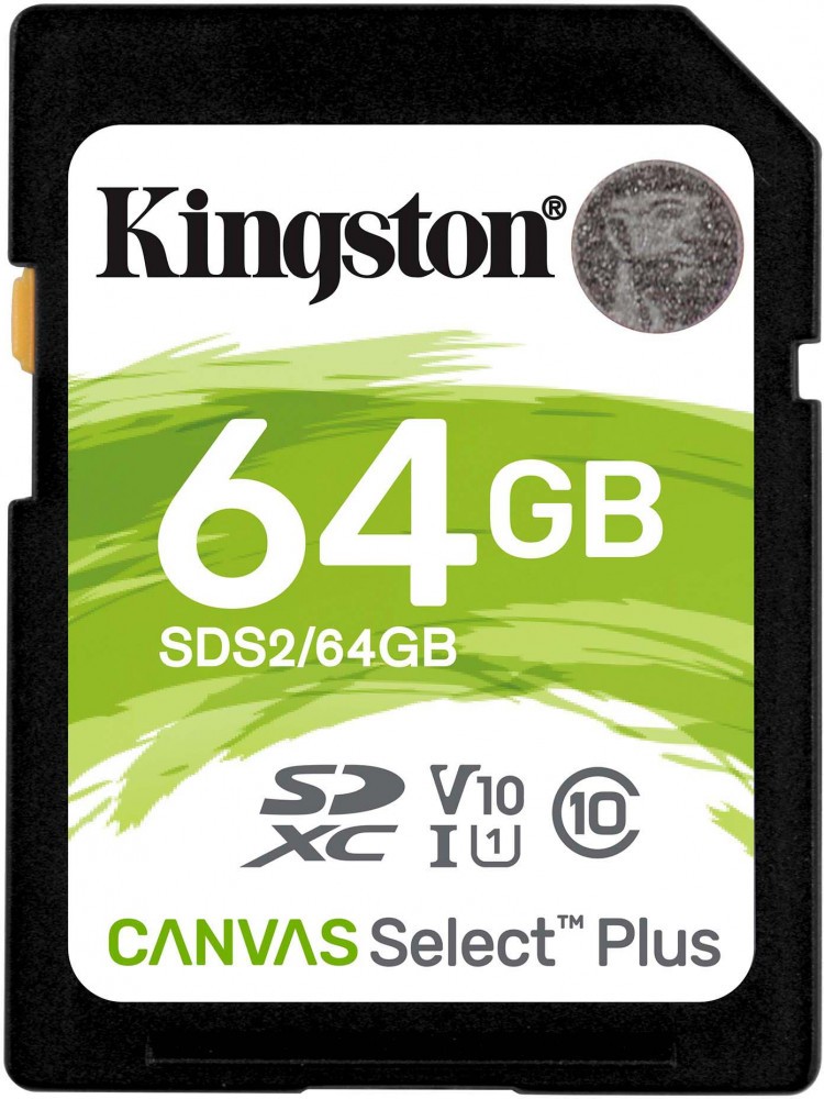 Карта памяти 64Gb Kingston Canvas Select Plus SDS2/64GB, SD, SDXC Class 10, UHS-I U1