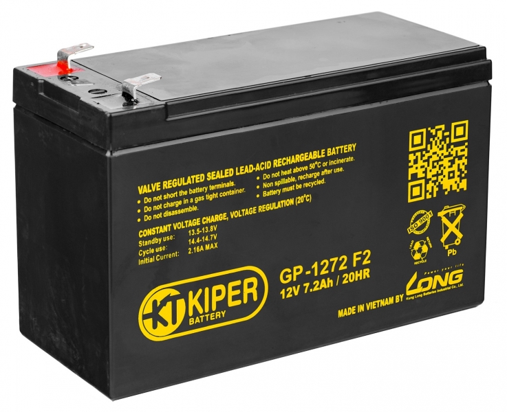 12V / 7.2Ah, аккумулятор для UPS, Kiper GP-1272 28W (F1)