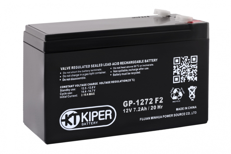 12V / 7.2Ah, аккумулятор для UPS, Kiper GP-1272 (F2)