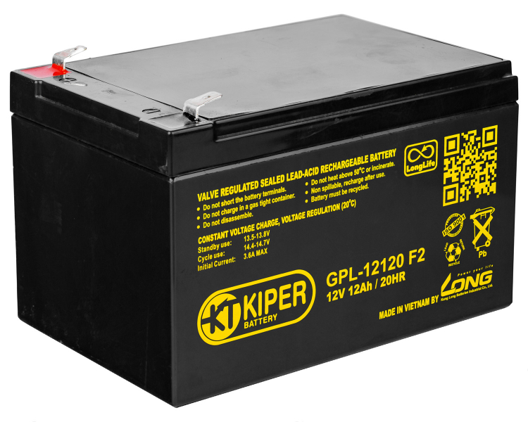 12V / 12Ah, аккумулятор для UPS, Kiper GPL-12120