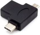 Переходник USB2.0 (M) - USB3.2 Type-C (F) - microUSB2.0 (F) KS-is KS-360 Black