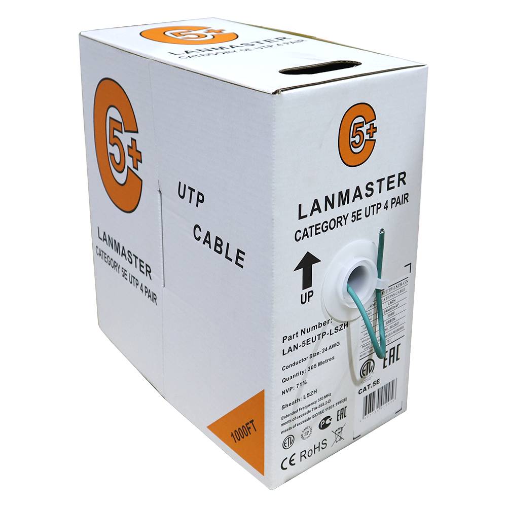 UTP кабель бухта 305м cat.5e Lanmaster LAN-5EUTP-LSZH-GN, зеленый