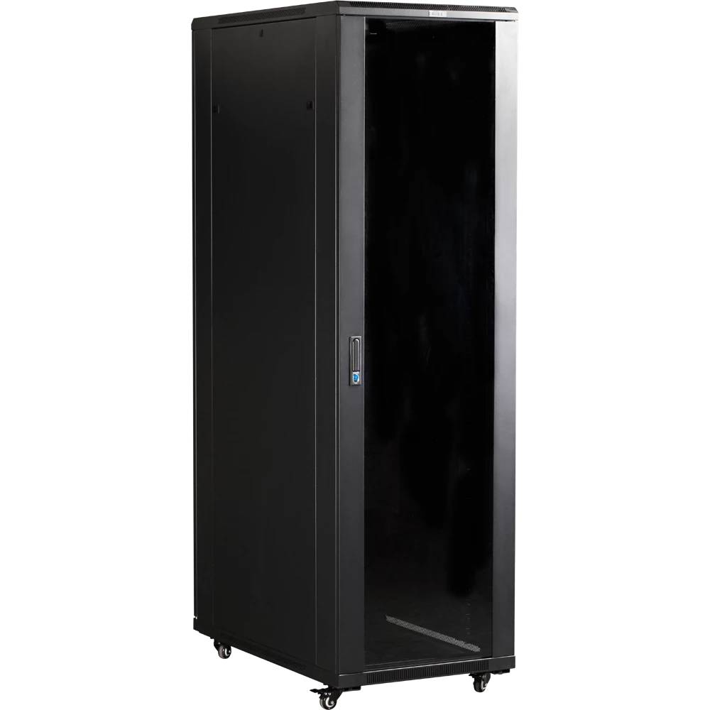 Шкаф коммутационный Lanmaster (TWT-CBB-27U-6X10-G1) напольный 42U 600x1000мм пер.дв.стекл задн.дв.перфор.2-хст. 2 бок.пан. 800кг черный IP20 TWT-CBB-27U-6X10-G1