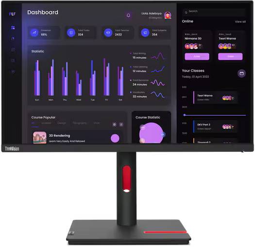 Монитор 23.8" Lenovo ThinkVision T24i-30 (63CFMATXUK), 1920x1080, IPS (VGA, HDMI, DP)
