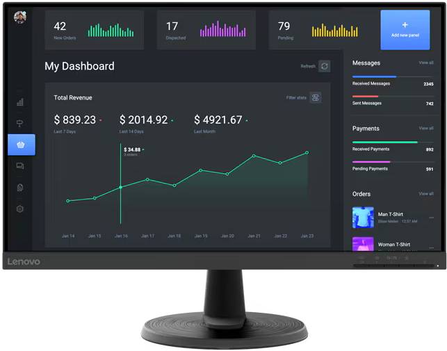 Монитор 23.8" Lenovo ThinkVision C24-40 (63DCKAT6UK), 1920x1080, VA, 75Hz (VGA, HDMI)