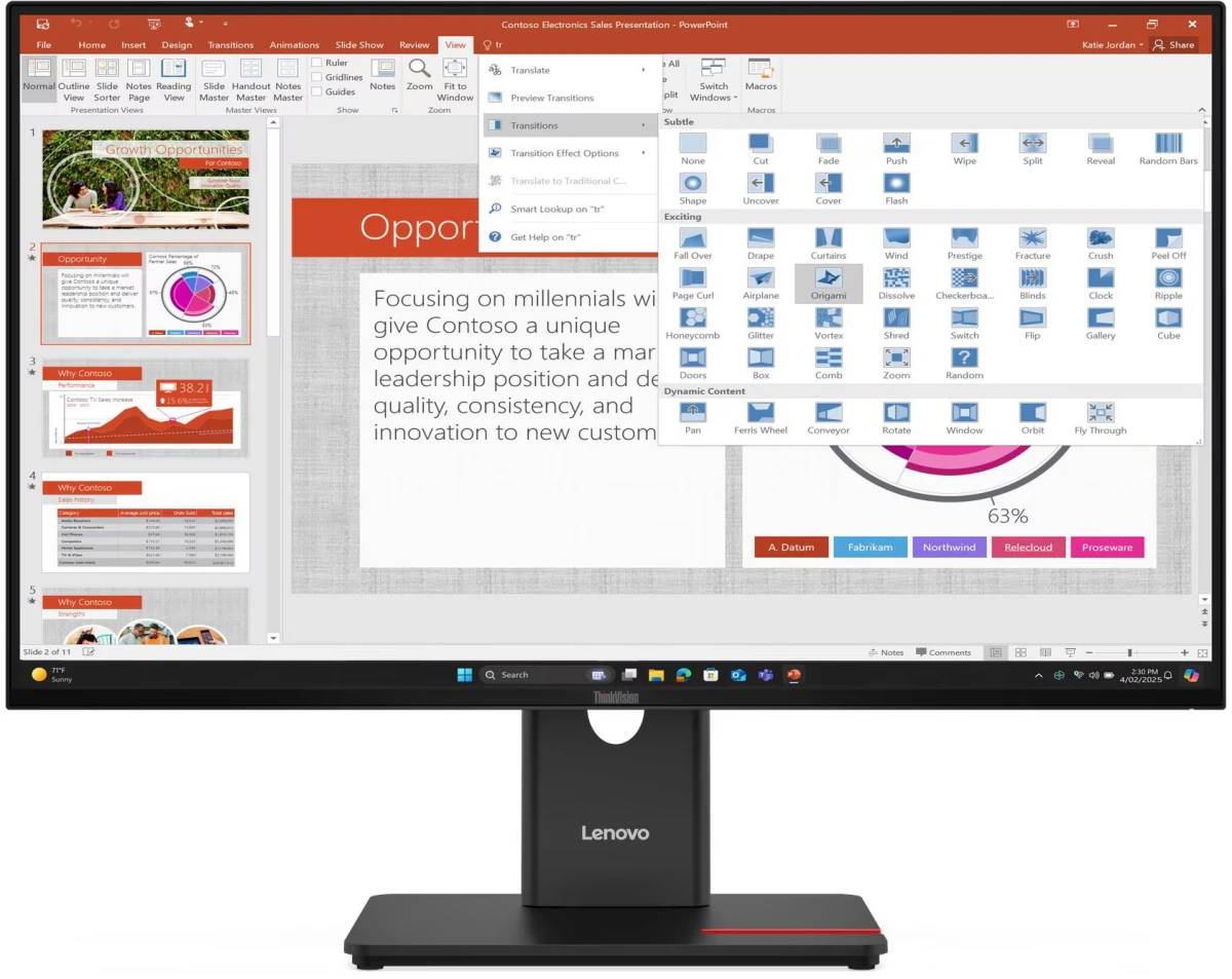 Монитор 27" Lenovo ThinkVision T27-40 (64A5MAT6EU), 1920x1080, IPS, 120Hz (VGA, HDMI, DP)